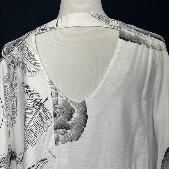 NWT Fleur De Lis Womens Med Top Oversized Black & White Flowy Lagenlook Pocket - Picture 6 of 11